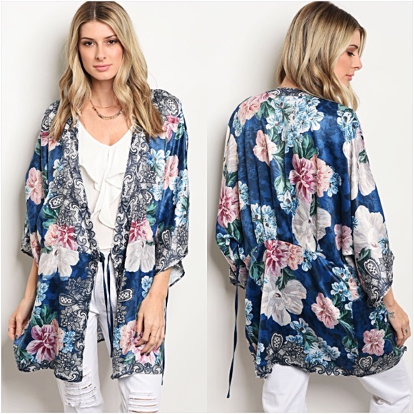 Stunning Silky Floral Kimono Wrap Coverup SMLXL - Picture 3 of 8